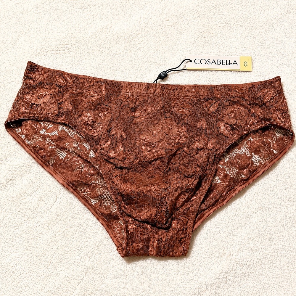 COSABELLA Men's Comfort Micro Brief Ticino Bronze Lace Underwear - Size L / NWT